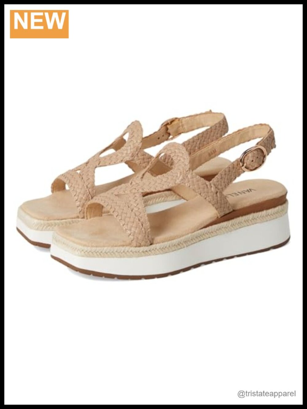 Nude Nappa Leather Platform Sandals with Braided Adjustable Strap and Buckle